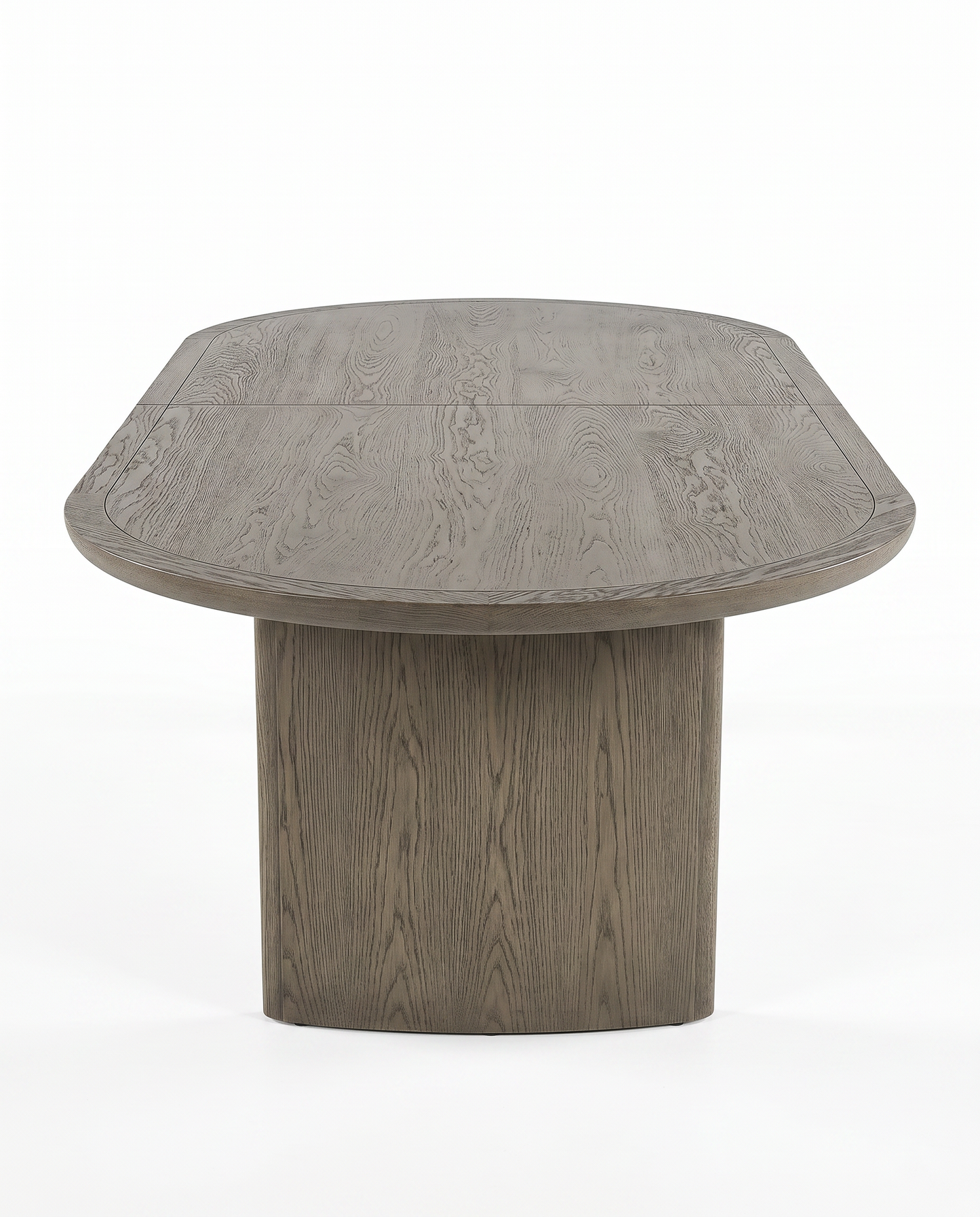 Oval Light Wood Shaped Dining Table w/Extension, Twin Pedestal Base 96W 42D 30H