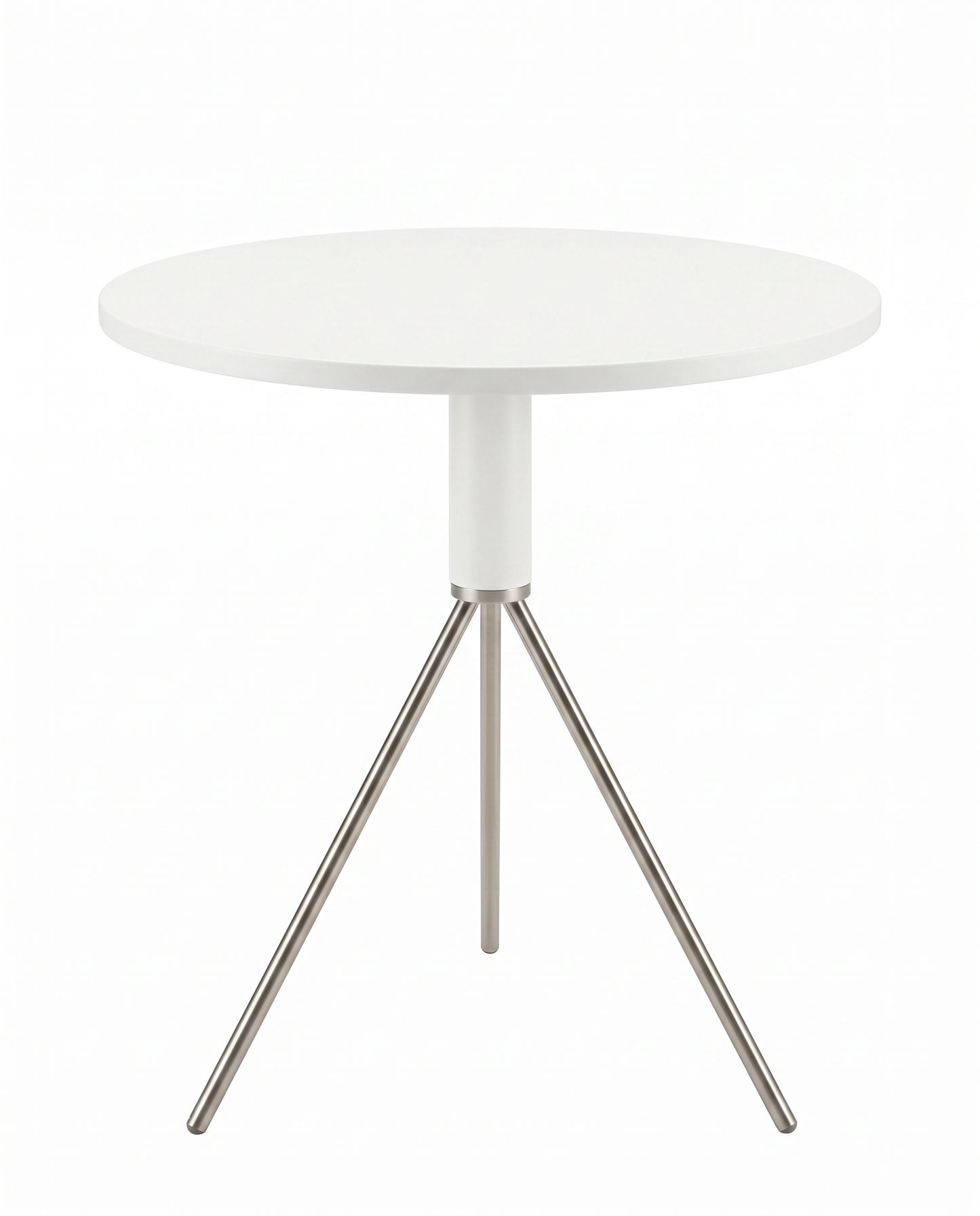 Round Accent Table, White Top w/3 Chrome Legs 18"Dia x 21.5"