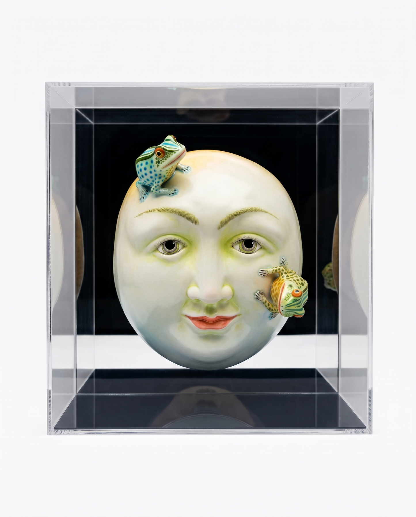 Sergio Bustamante Ceramic Mask, Whimsical Face Adorned w/Frogs