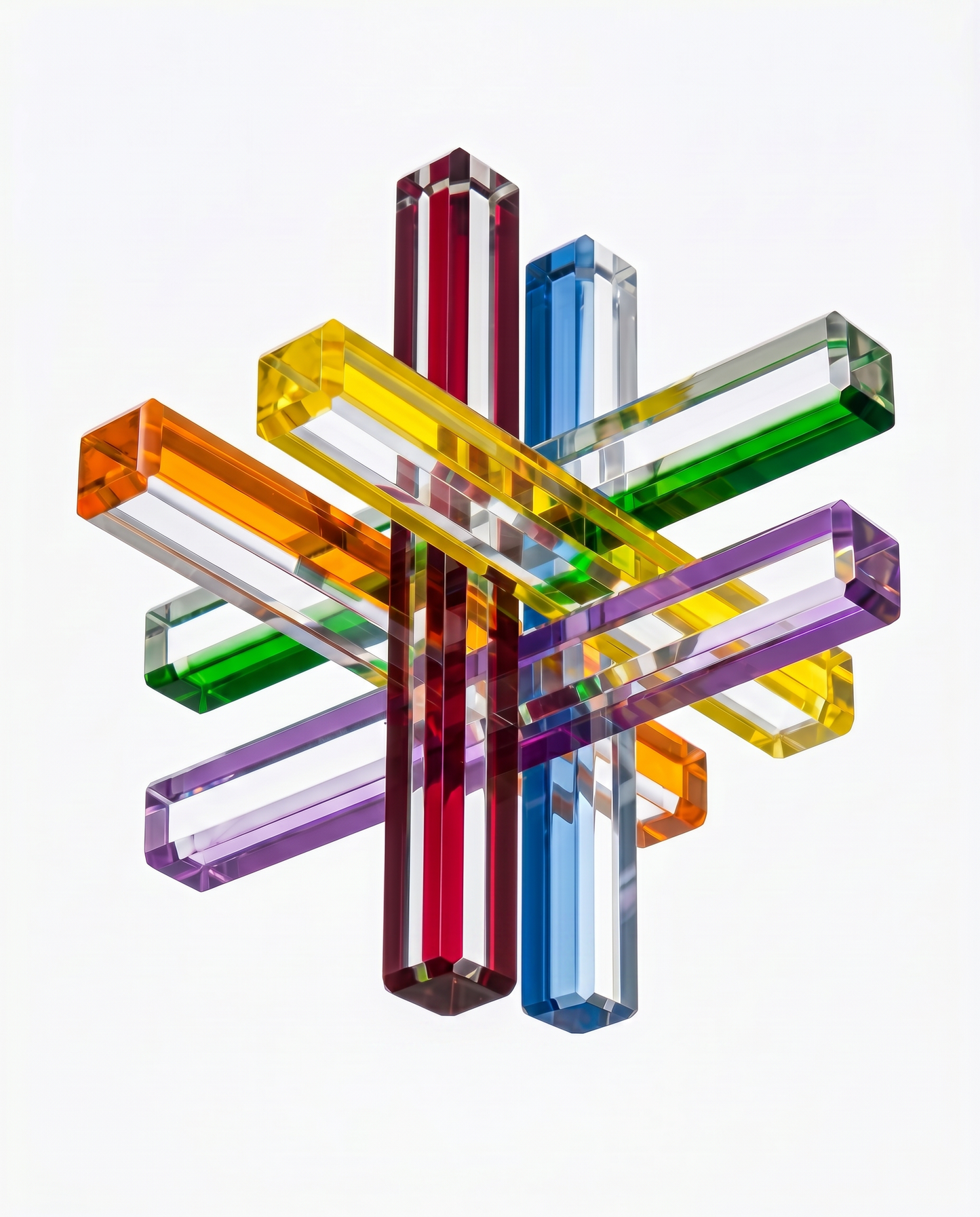 Signed Custom Rainbow "Jacks" Lucite Sculpture 18" x 18' x 15.25'H