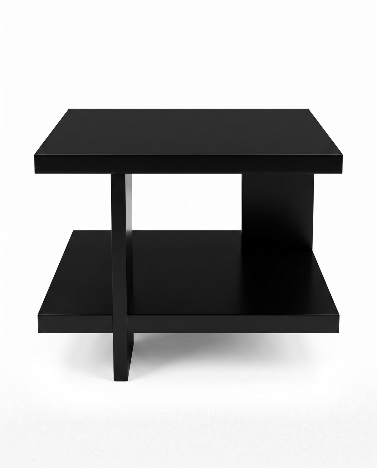 Vintage 1990's Lacquered Black Side Table w/Shelf 23.5Sq 18H