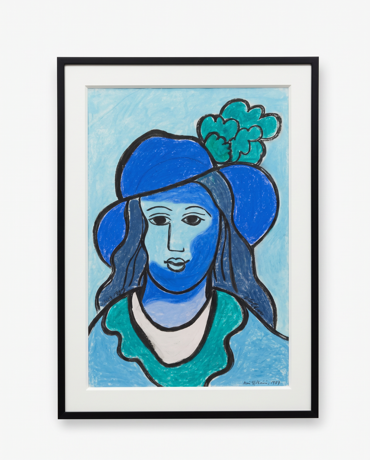 Framed Pastel In The Style of Henri Matisse's "Woman with a Hat" (Femme au Chapeau) 29W 41H