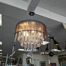 Load image into Gallery viewer, Possini Euro Jolie Silver Fabric Crystal Chandelier

