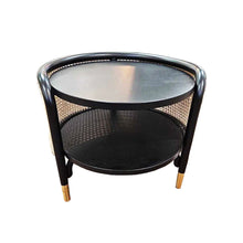 Load image into Gallery viewer, Gebruder Thonet Vienna &quot;Suzenna&quot; Side Table by Chiara Andreatti, Lacq. Bent Beech Wd, Woven Cane
