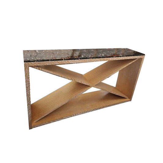 Custom Made Blonde Criss Cross Console w/Black Marble