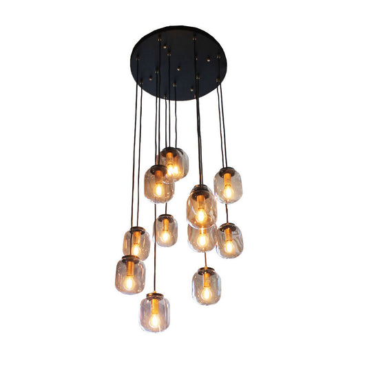 New Dome Deco Eurofashion Hanging Pendant w/13 Smoke Glass Shades, LED Bulbs