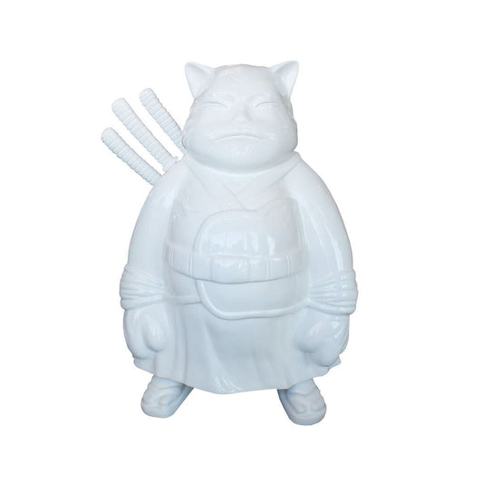 Hiro Ando Samurai Cat (White) Ltd. Ed. 7/20, COA, Resin & Fiberglass Painted & Varnished