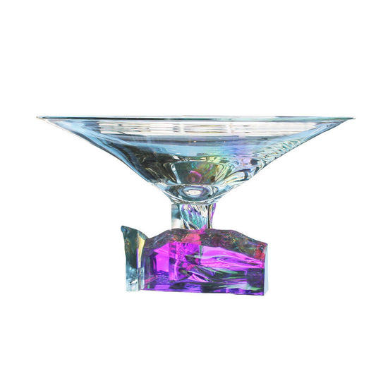Signed Steven Maslach Dichroic Glass Bowl, Cast Glass