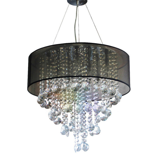 Possini Euro Jolie Silver Fabric Crystal Chandelier