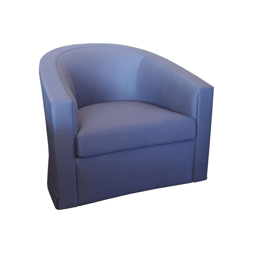 New Dakota Jackson Allegro Slip-Covered Fully Upholstered Lounge Chair, Dark Blue