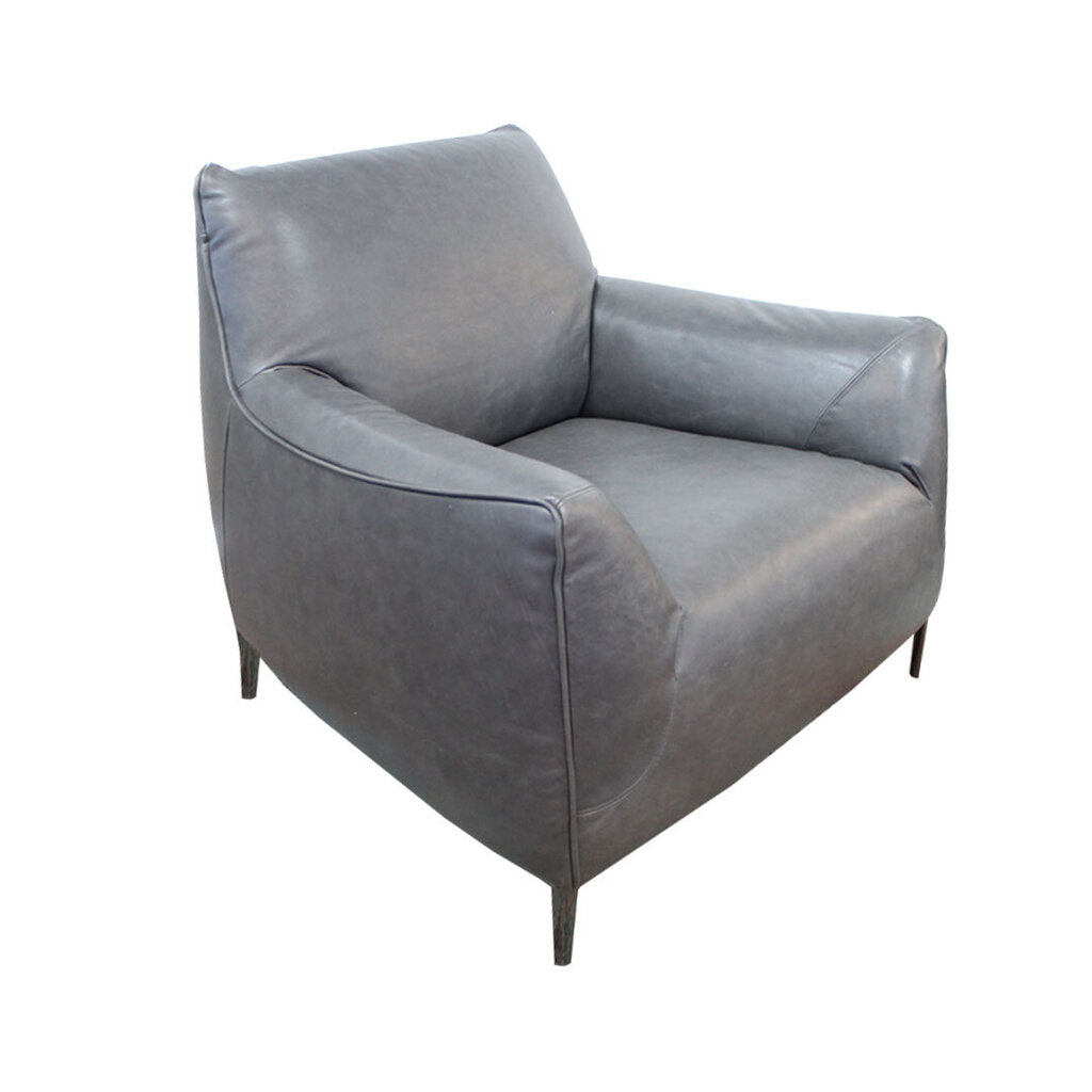 Natuzzi Italia Dolly Charcoal Leather Arm Chair