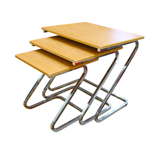 Stacking Tables, Chrome & Faux Wood