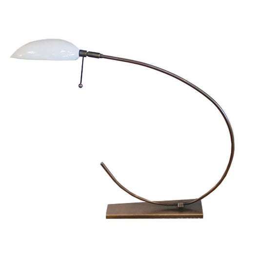 Ochre Scorpion Bronze Table Lamps w/White Glass Shades