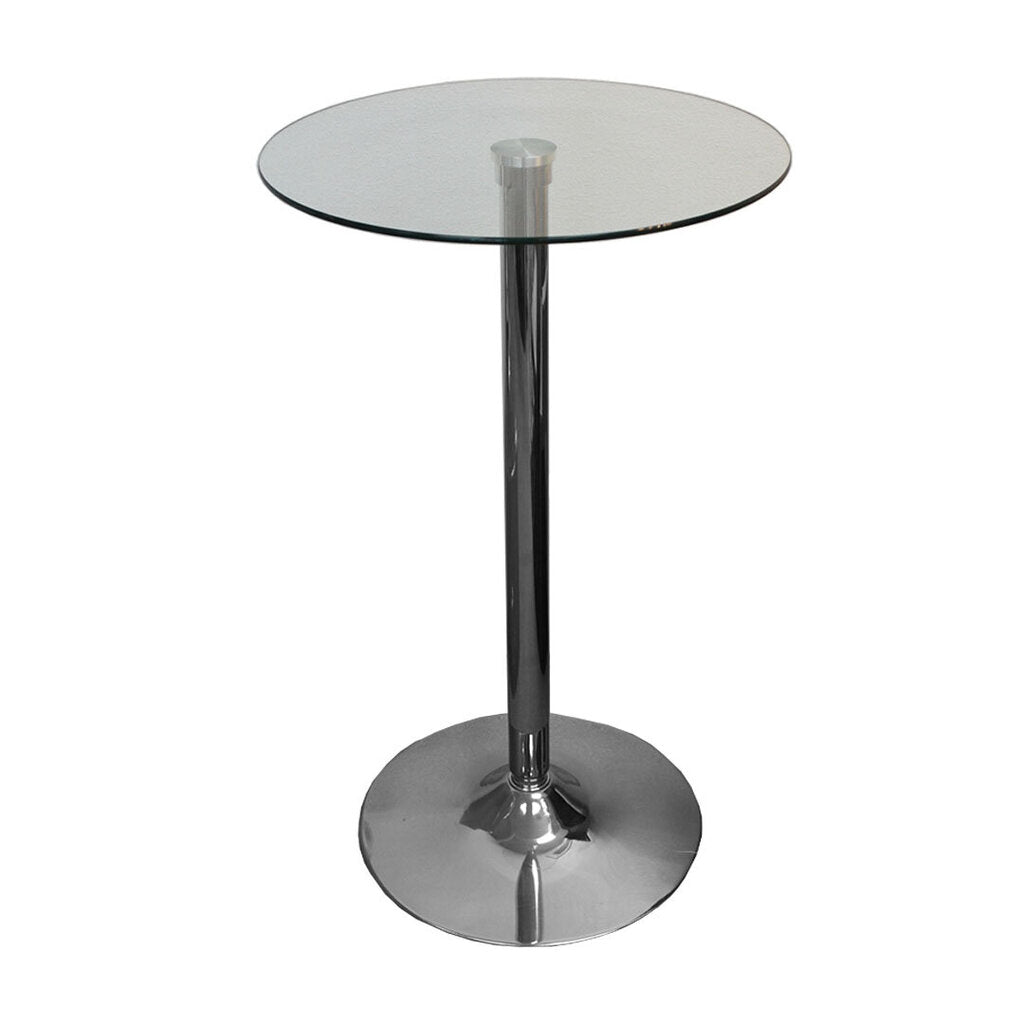 High Top Bar Table, Glass & Chrome
