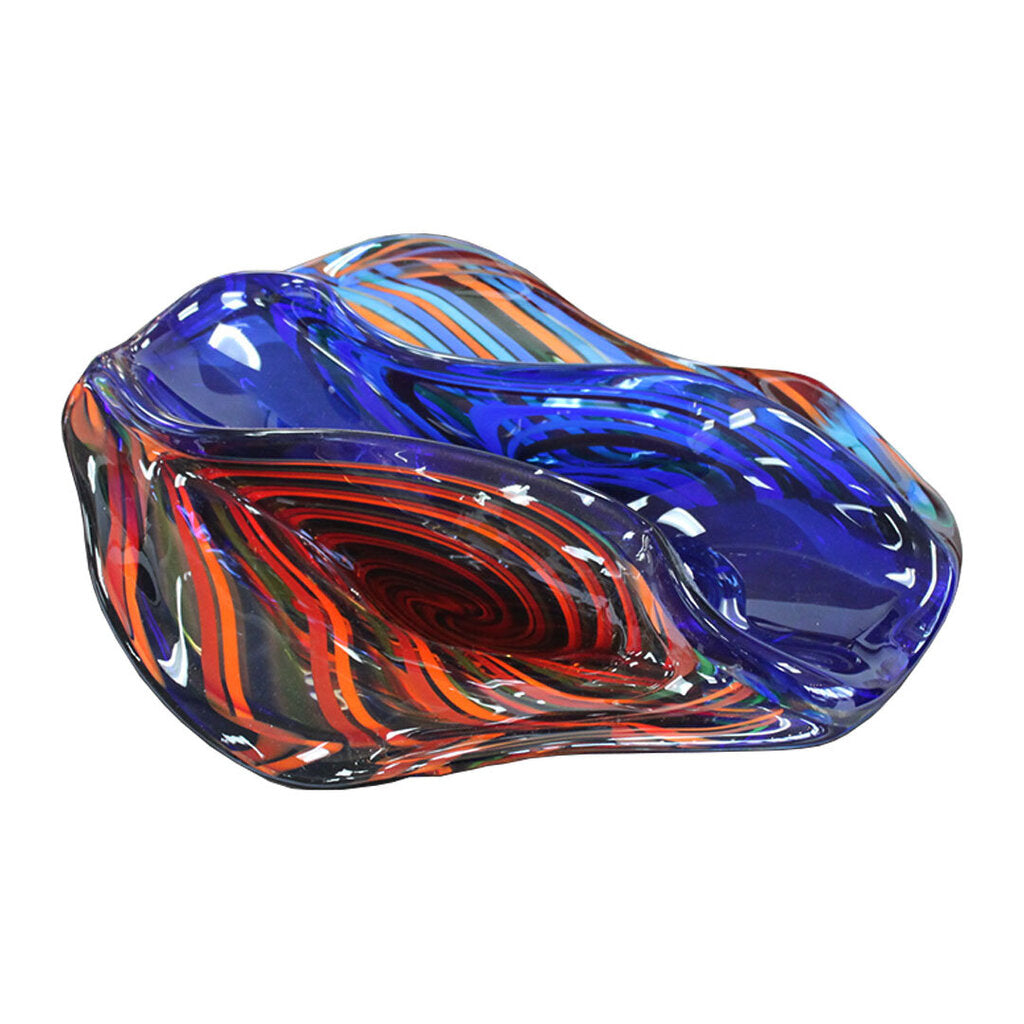 Signed Romano Dona Large Art Glass Bowl w/Deep Blue Center