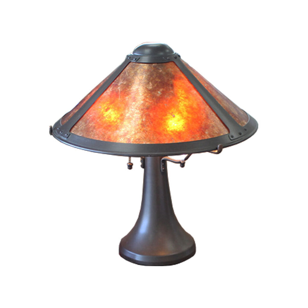 Mica Lamp Co. Medium Tru,pet Table Lamps, 3 Sockets, 60 Watts, Amber Mica Shades