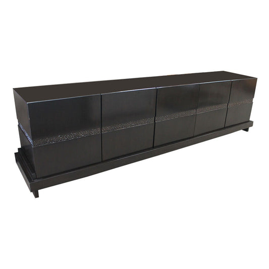 High Gloss Espresso Black Sideboard, 5-Door w/Shelves