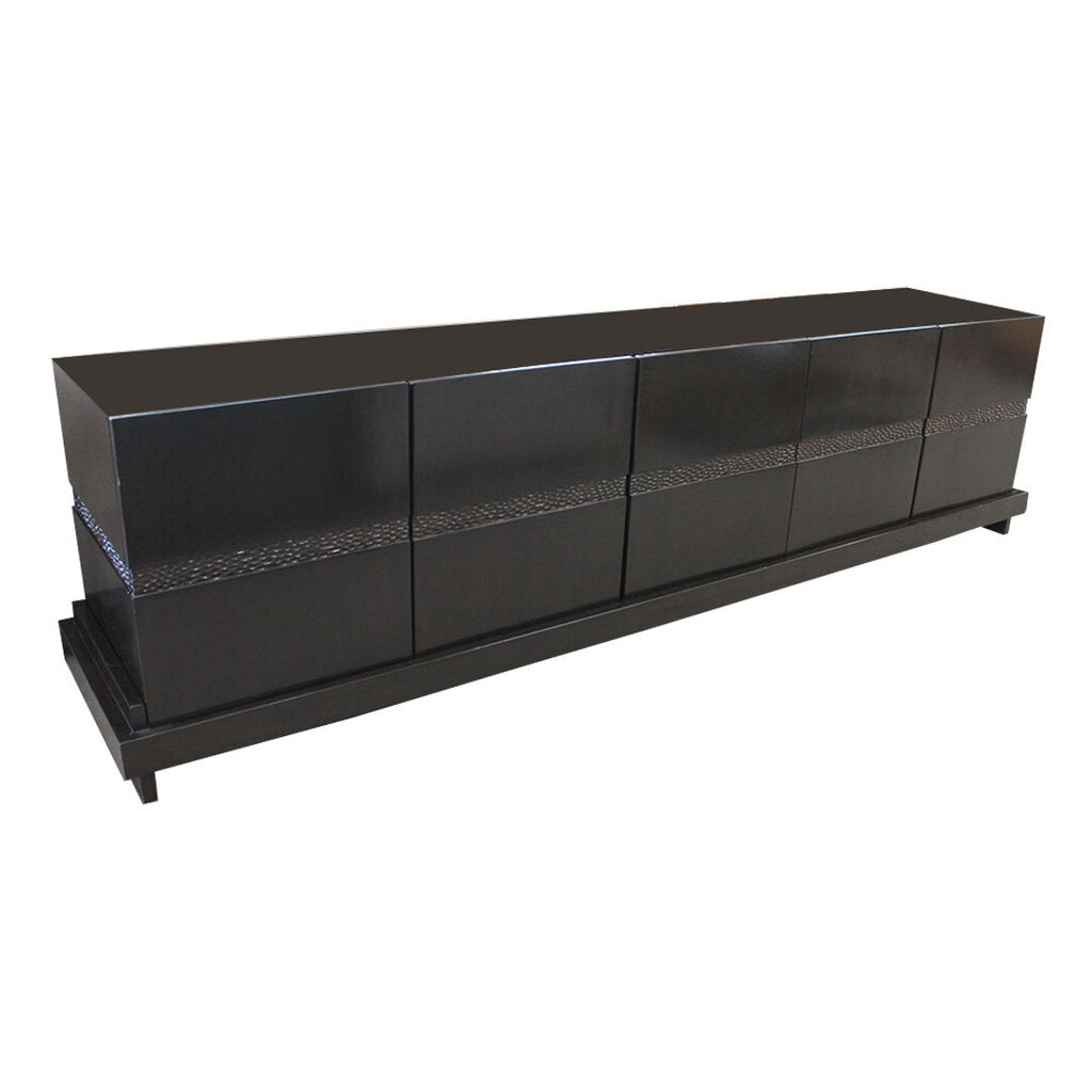 High Gloss Espresso Black Sideboard, 5-Door w/Shelves