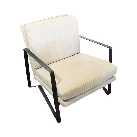 Karyn Chairs, Sanded Leather, Brushed Iron Frame - PAIR