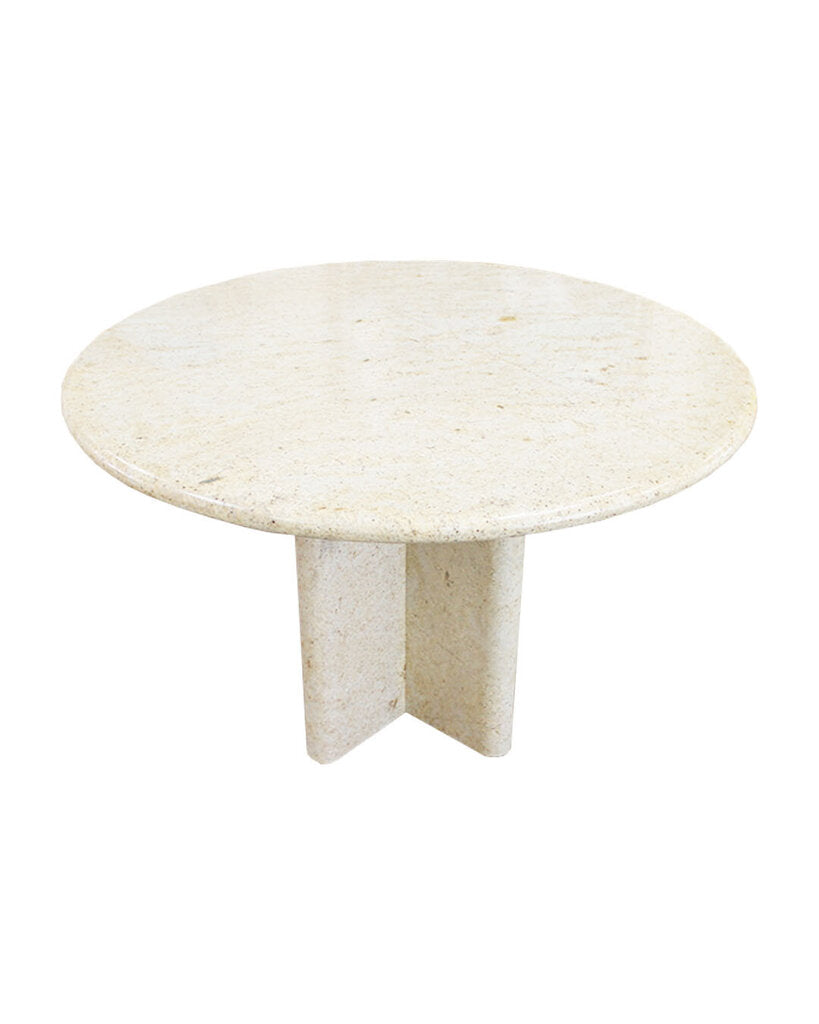 Round Travertine Marble Top & Base Dining Table
