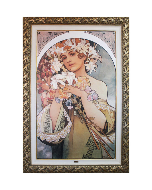 "Maiden with Flowers" Tag John Mucha Print on Canvas