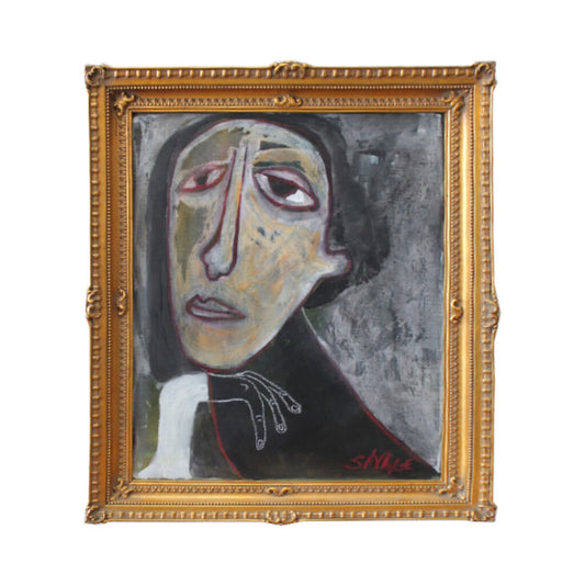 Shawn Savage Gold Framed Black & Red "Sad Eyes"