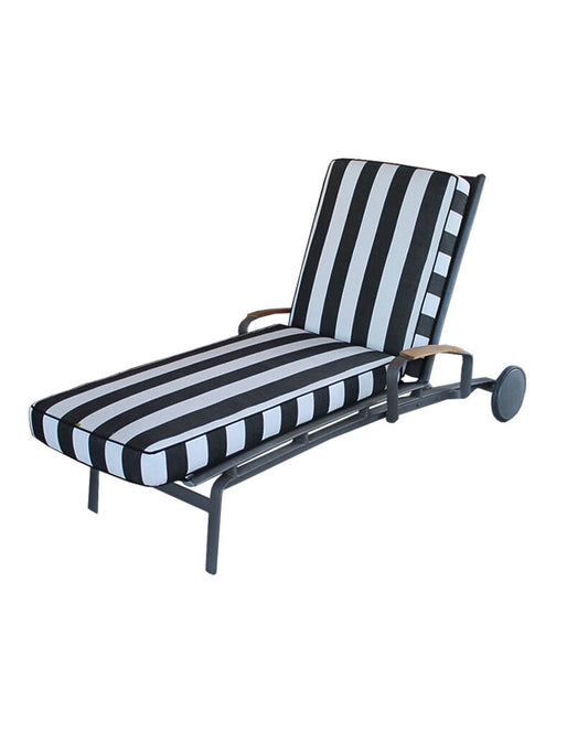 Patio Chaise Lounges, Newly Reupholstered Sunbrella Black/White
