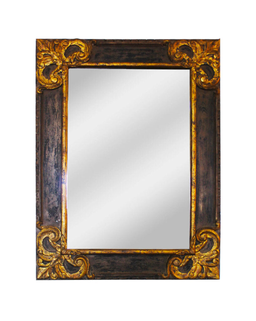Distressed Wood Frame w/Antique Gold Antique Gold Accent Wall Mirror
