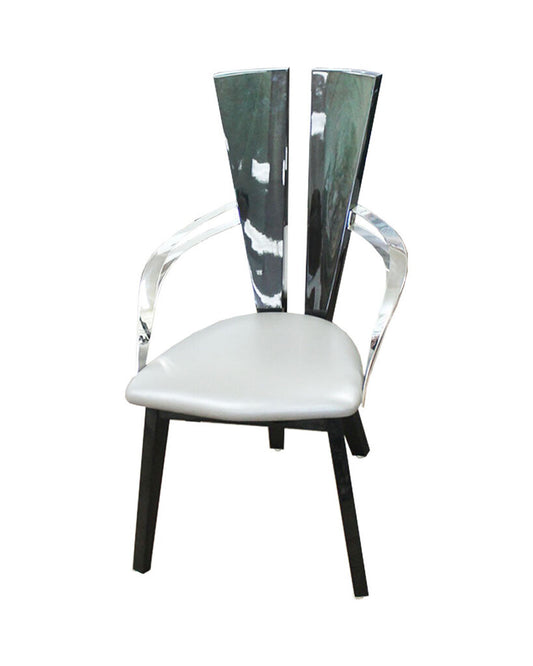 Mirak Nara Armchairs, Mahogany Wood, Stainless Steel Arms