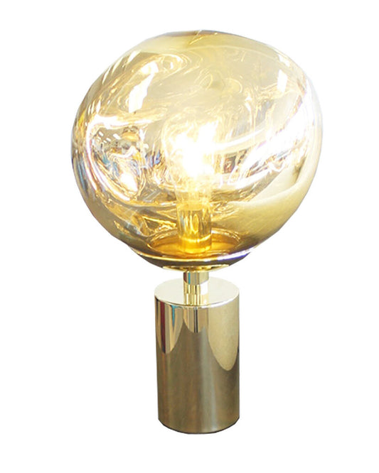 Tom Dixon Melt Table Lamps, Gold Top, Gold Cylinder Base 18"H (PAIR)