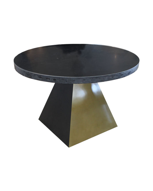 Andrew Martin, Black & Gold Aluminum Pyramid Base w/Black Marble TopTable 48"Dia. x 30.5"H