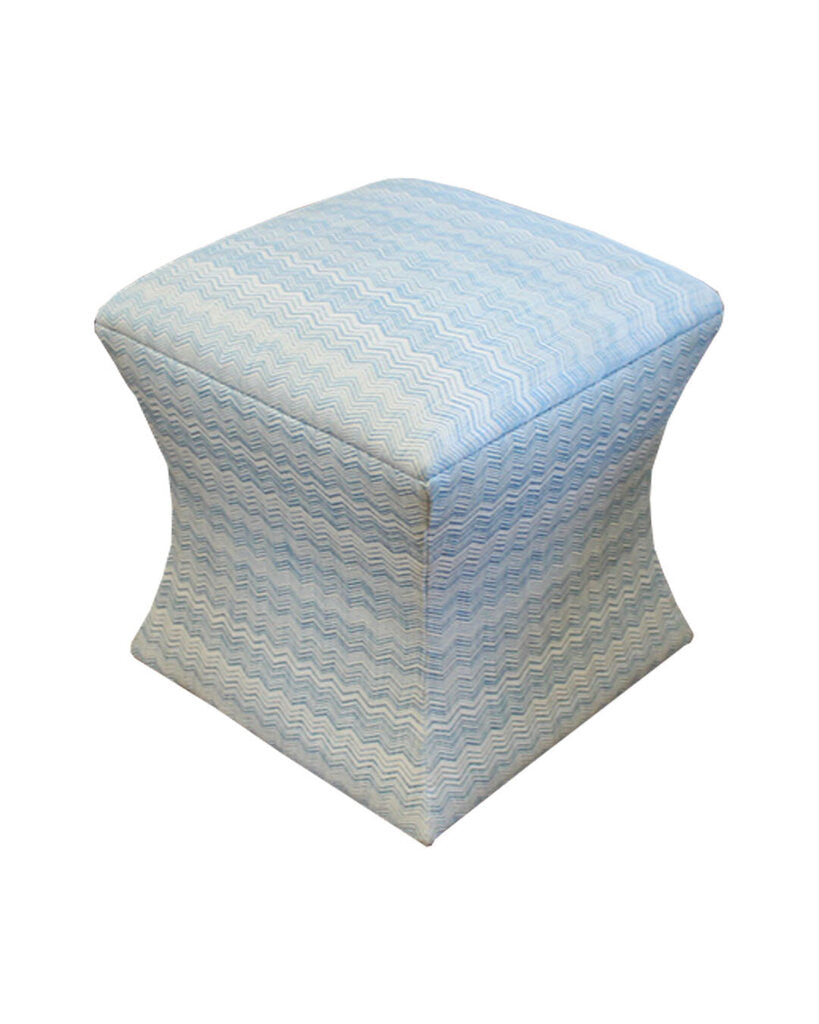 J.J. Custom White & Blue Ottoman