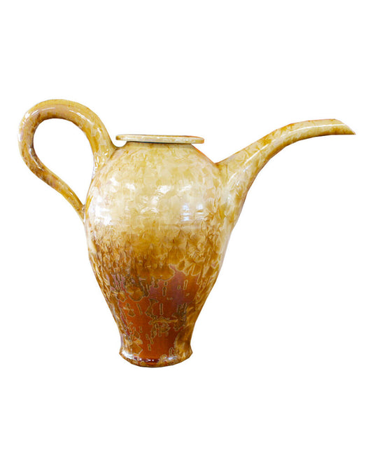 Elliott Newton Crystalline Glaze Art Pottery Ewer w/Cover, Yellow