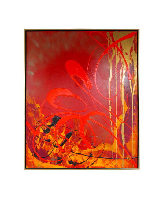 Signed Elena Bulatova Original Oil on Canvas "Red N Splash Series"