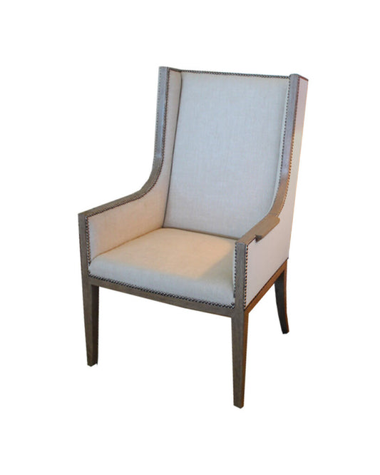 Restoration Hardware Aames Fabric Dining Armchairs, Waxed Grey Oak