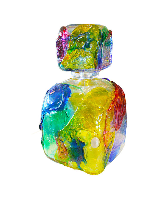 Rainbow Colors Murano Artist Signed Art Glass Decanter Circa 1980's