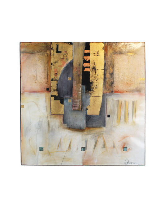 Signed Tom Anderson, Mixed Media on Aluminum on Wood w/Metal Leaf, Dry Pastel Pigment