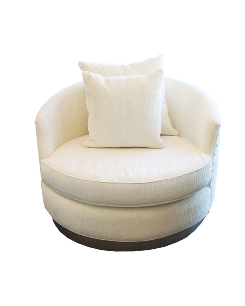 Burton James Round Swivel Upholstered Chair