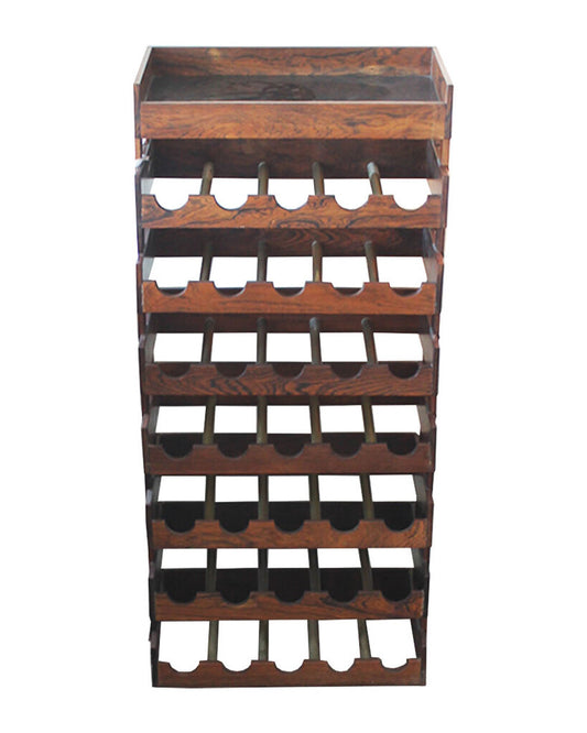 One of a Kind Custom Made Solid Rosewood w/Brass Bottle Wine Rack