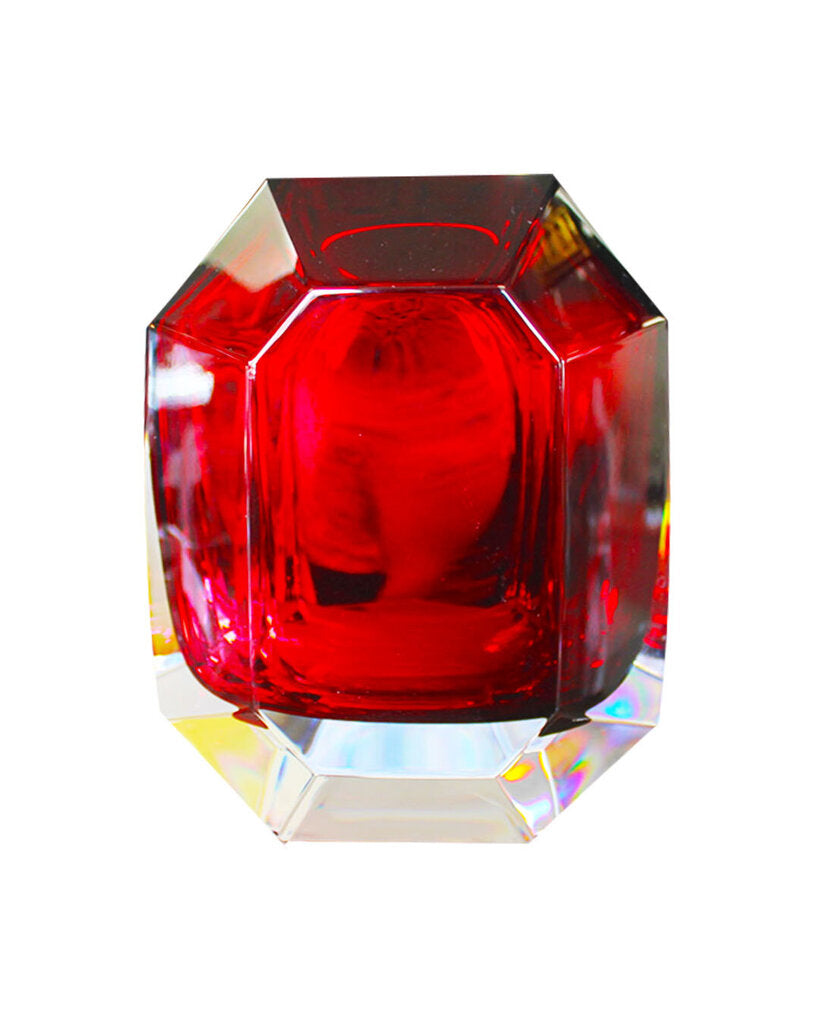 Baccarat Octagon Red Crystal Vase