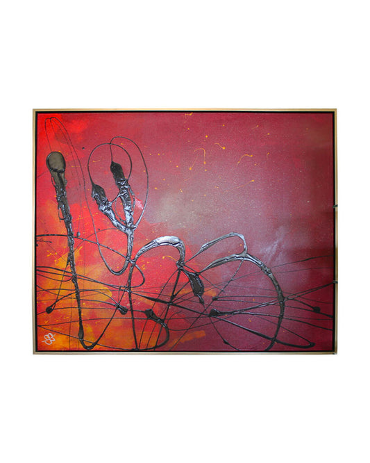 Signed Elena Bulatova Original Oil on Canvas "Red N Splash Series"