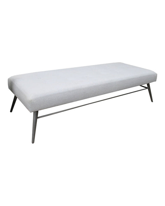 Oly Upholstered Tufted Bench, Metal Splayed Legs 73W 29D 18H