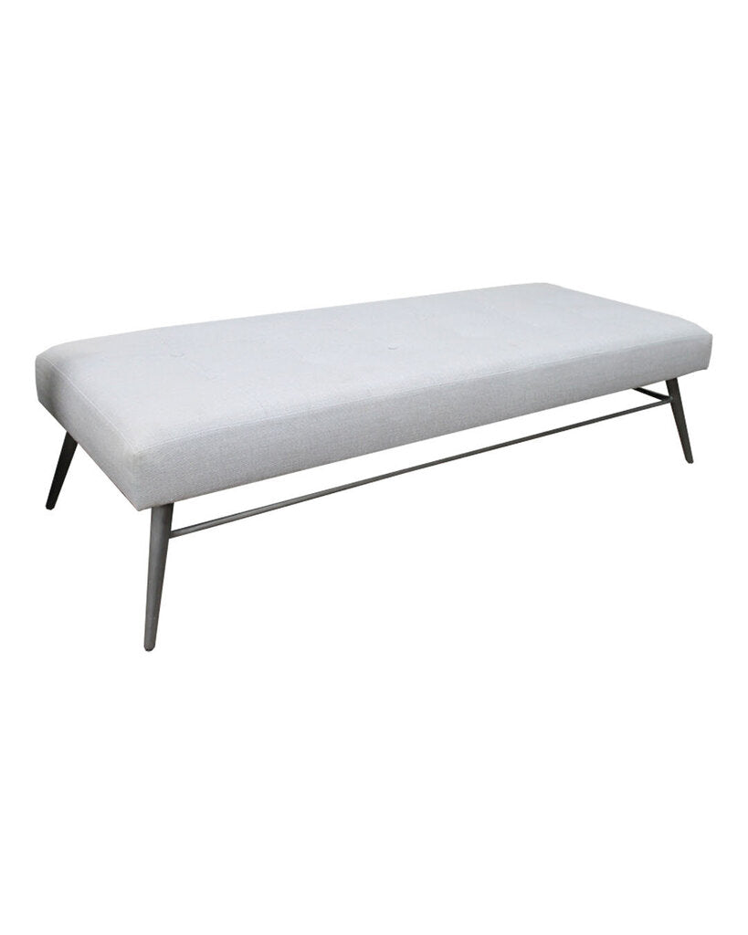 Oly Upholstered Tufted Bench, Metal Splayed Legs