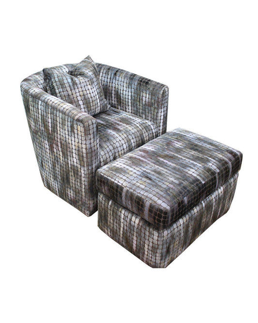 Guigli Design Swivel Barrel Chairs w/Ottoman 34W 35D 33H - PAIR