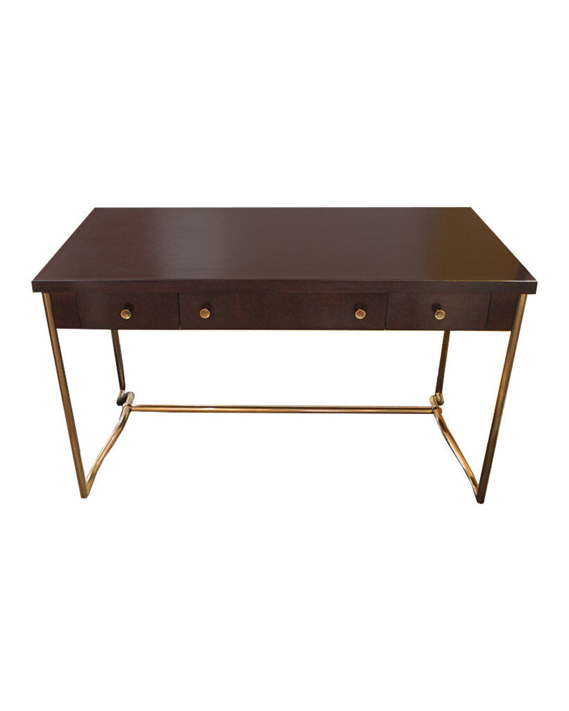1970's Tubular Chromed Metal & Wooden Desk