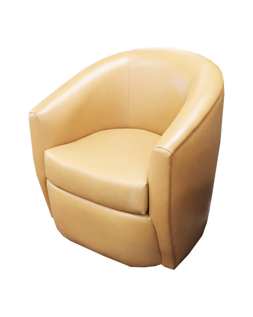 Tan Leather Swivel Club Chair