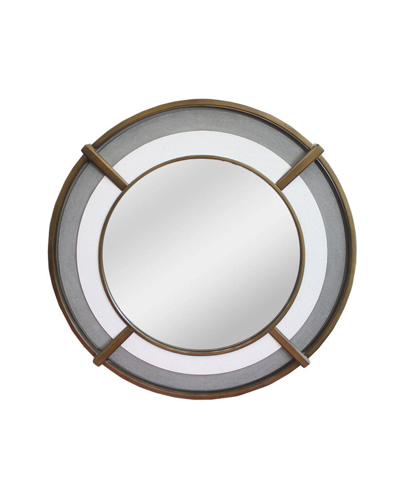Gabby Home Zola Faux Shagreen & Iron Round Mirror