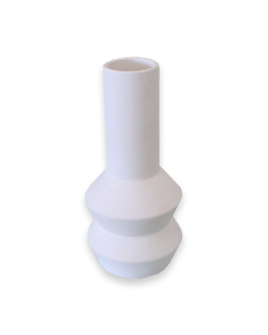 West Elm Matte White Ribbed Pottery Vase