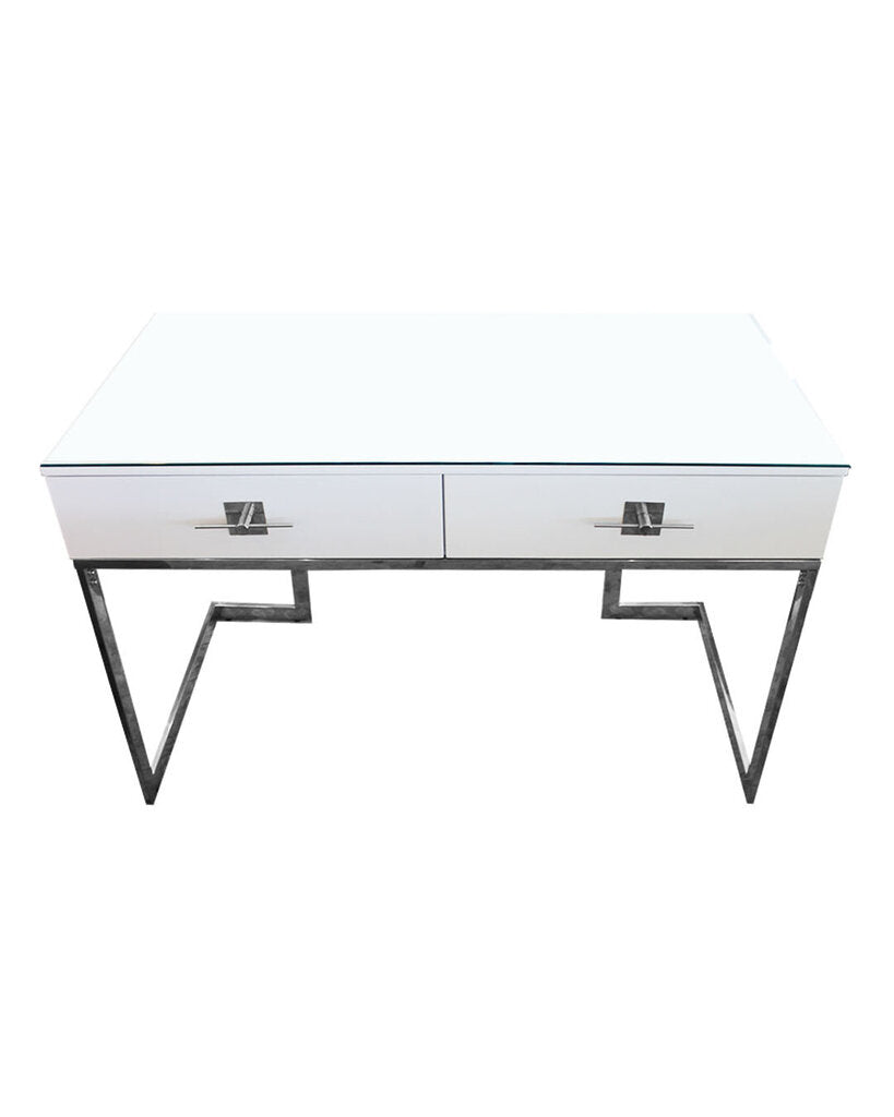 Nicolle Miller Maui Glam White/Chrome Console Table