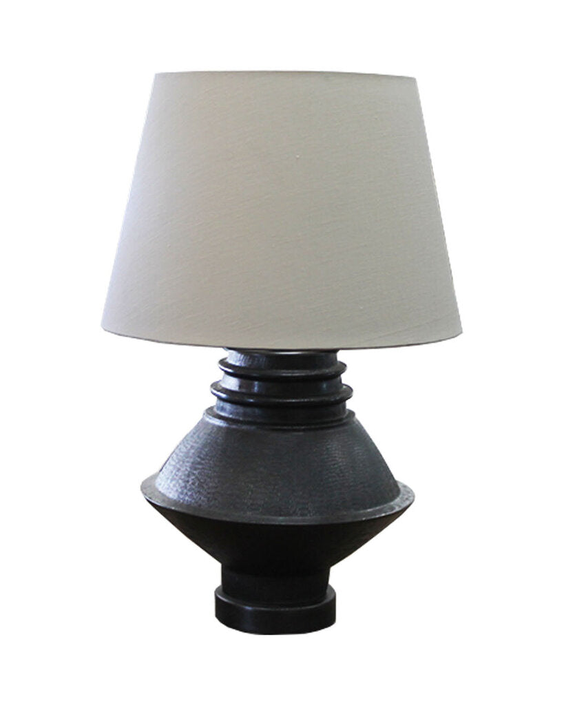 Dark Textured Metal Table Lamp w/White Shade